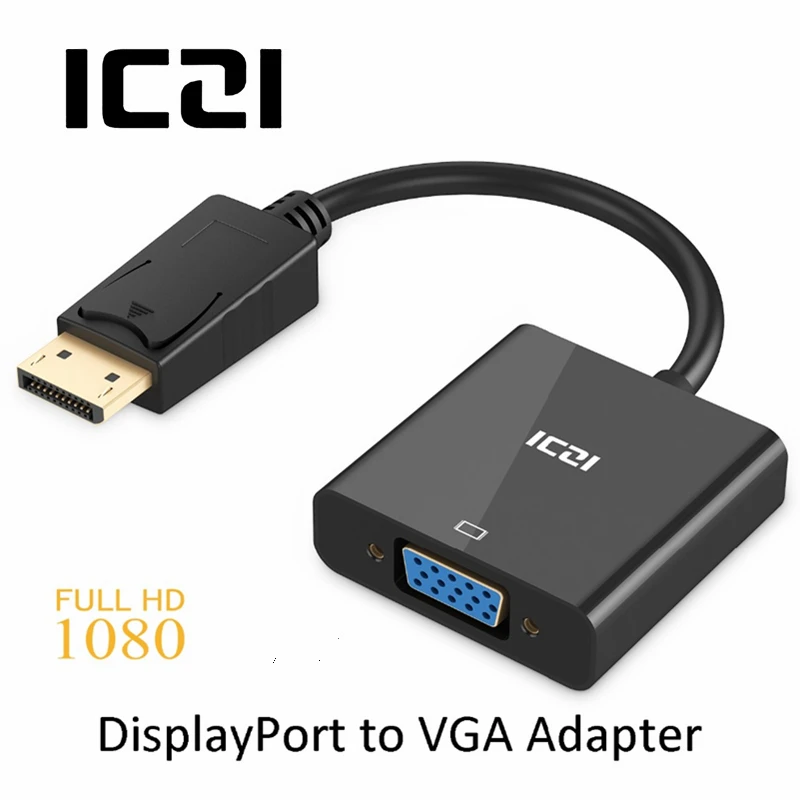 ICZI DP to VGA конвертер DisplayPort адаптер папа мама позолоченный 1080P для ПК ноутбуков
