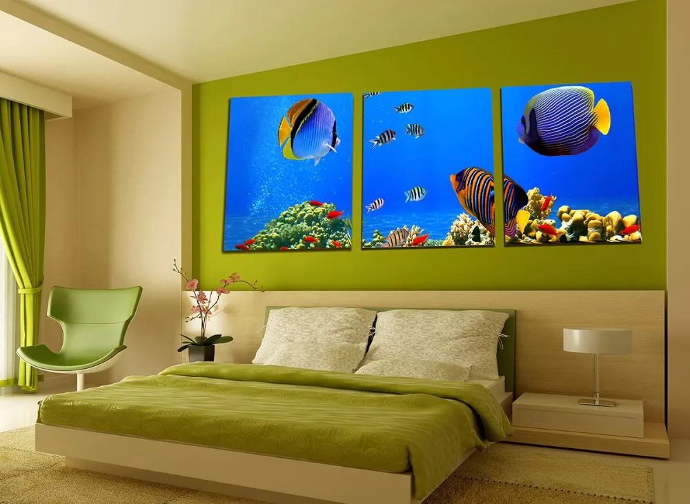 Без рамы Подводный мир Рыбы 3 предмета современные стены Краски ing Книги по