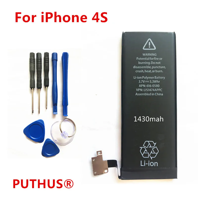 100% Новая батарея для iphone 4S 3 7 V 1430mah запасная + набор инструментов