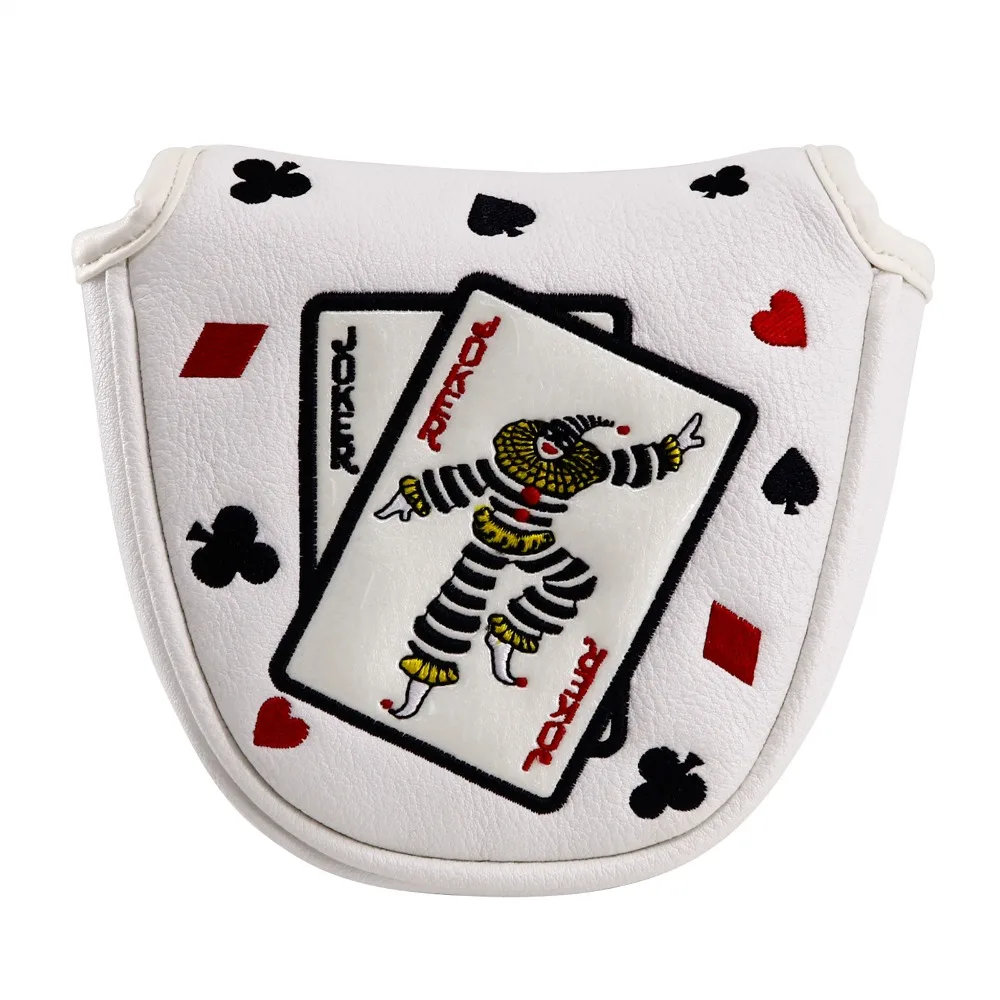 Craftsman Golf Mallet Headcover Putter Cover for Center-shaft Club Magnetic Closure Black White PU Leather Joker Embroidery