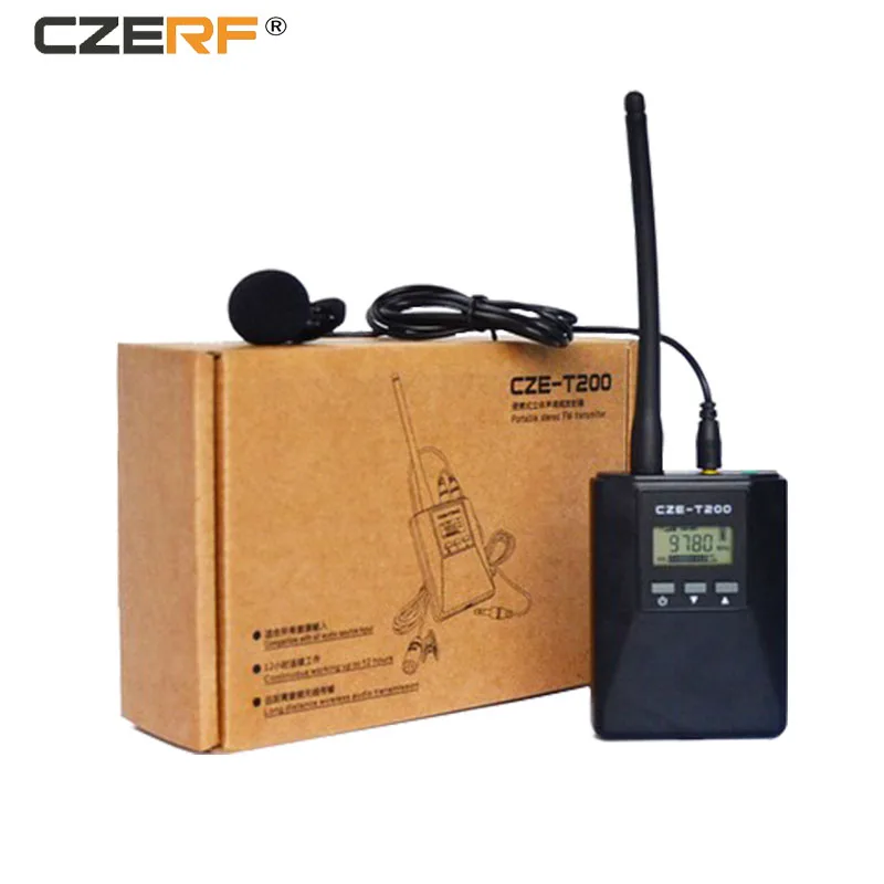 

Портативный стерео комплект вещания CZE-T200 0,2 Вт PLL, FM-радио, беспроводной передатчик 76-108 МГц