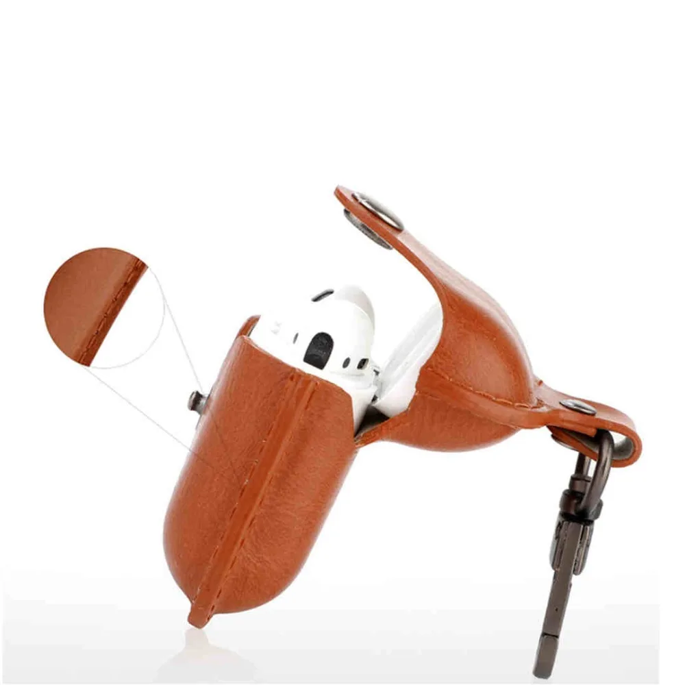Защитный чехол для Airpods беспроводная bluetooth-гарнитура сумка зарядки кожаный