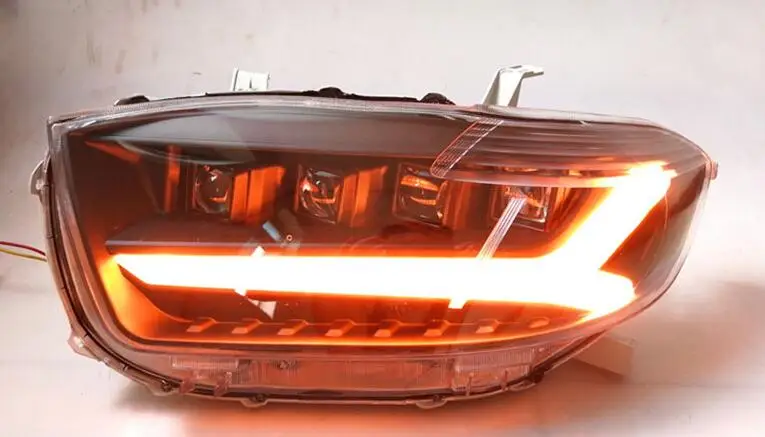 2 шт. 2008 2009 2010 2011y налобный фонарь для Toyota фара Highlander All in Светодиодный динамический