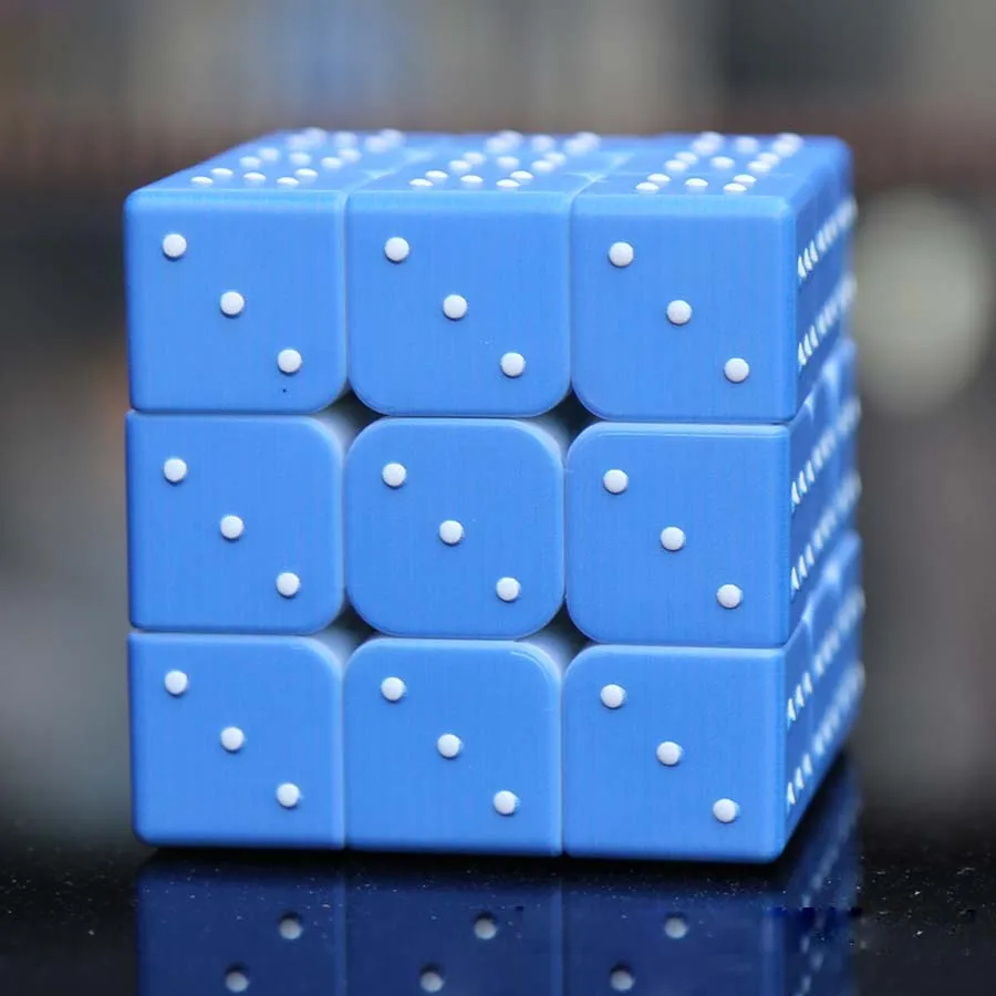 Магический кубик 3х3х3 Stickerless Cubo Magico слепых Брайля отпечатков пальцев головоломки