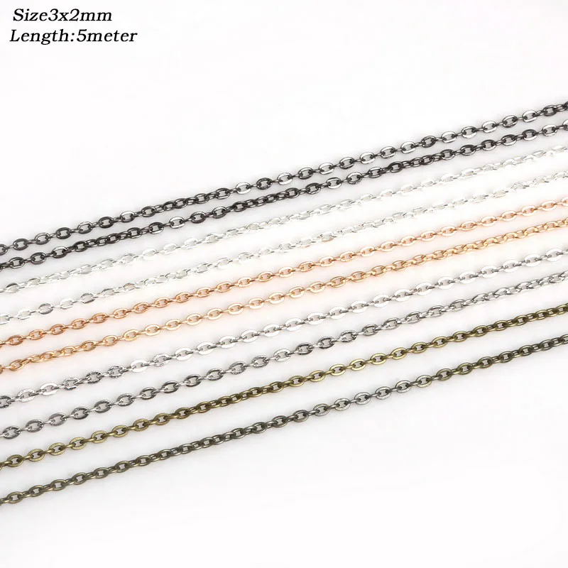 New 3x2mm 5 meter Iron Metal Chains Findings Necklace For Bracelet Jewelry Making Materials DIY | Украшения и аксессуары