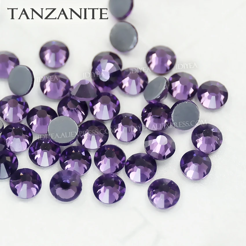 Tanzanite стеклянные плоские стразы горячей фиксации блестящие аксессуары для 3d