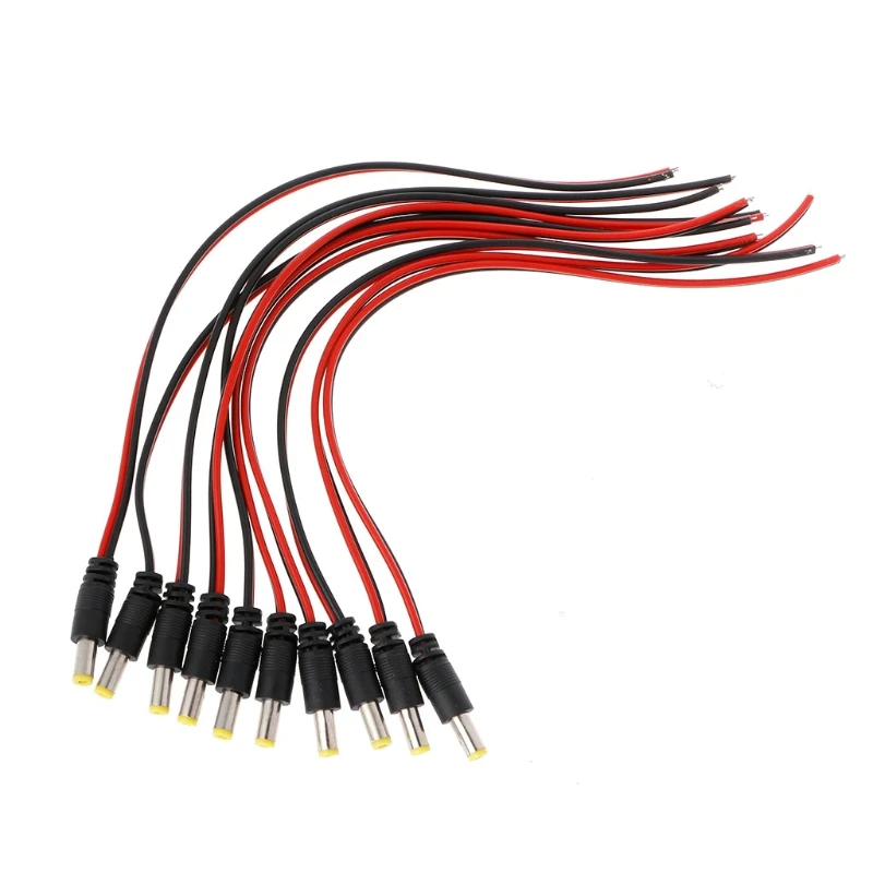 

10Pcs 12V 5.5*2.1mm Male DC Power Plug Socket Connector Adapter Cable Wire For CCTV