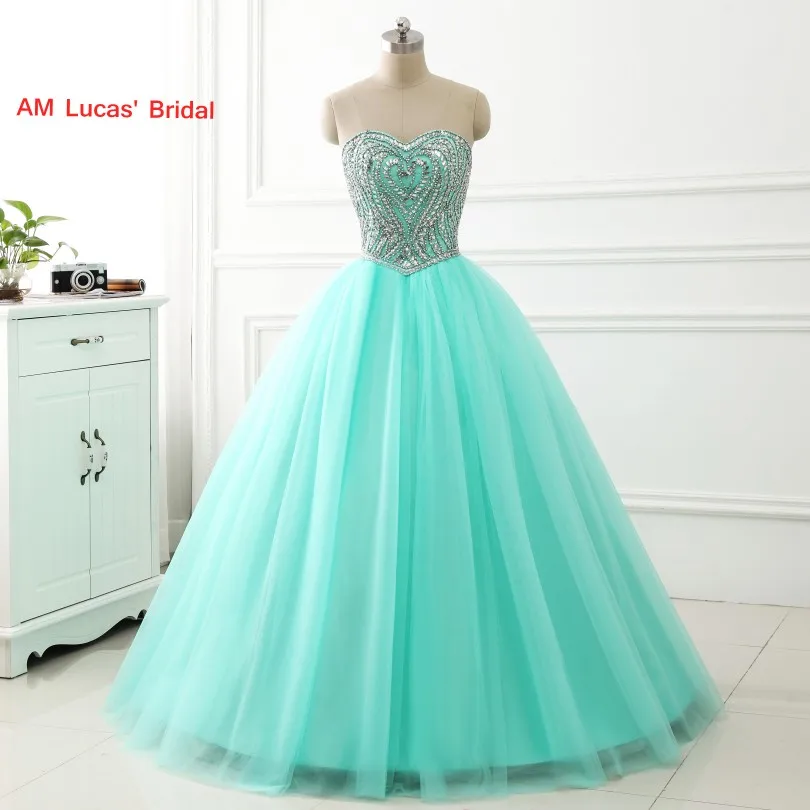 Quinceanera платье бальное бисером Стразы Милая декольте длинное сладкий 16 вечерние платья Vestido De 15 Anos - Цвет: Picture Color