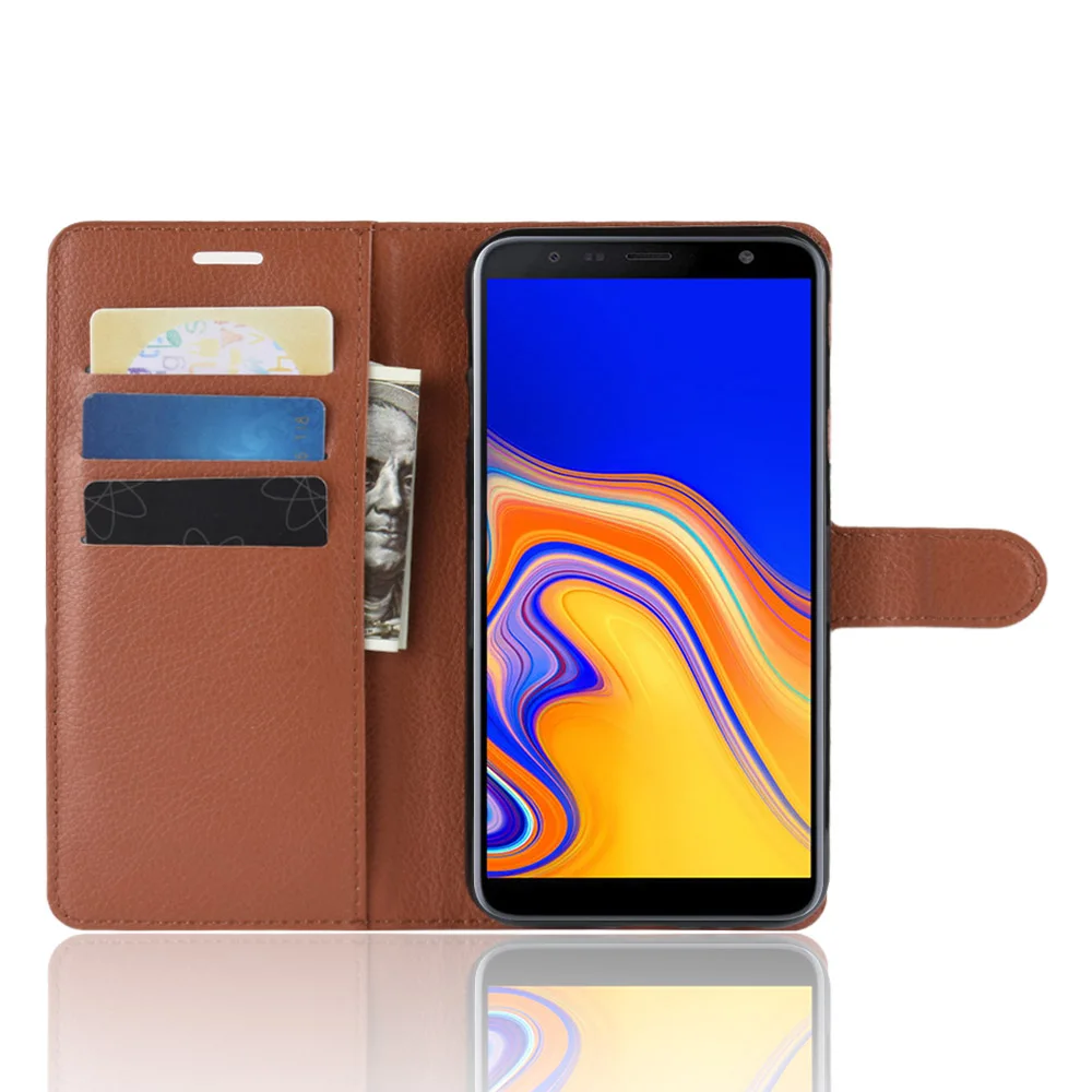 Для samsung Galaxy J4 плюс кожаный чехол флип для телефона J4Plus 2018 J415 J415F SM J 4 крышка 6