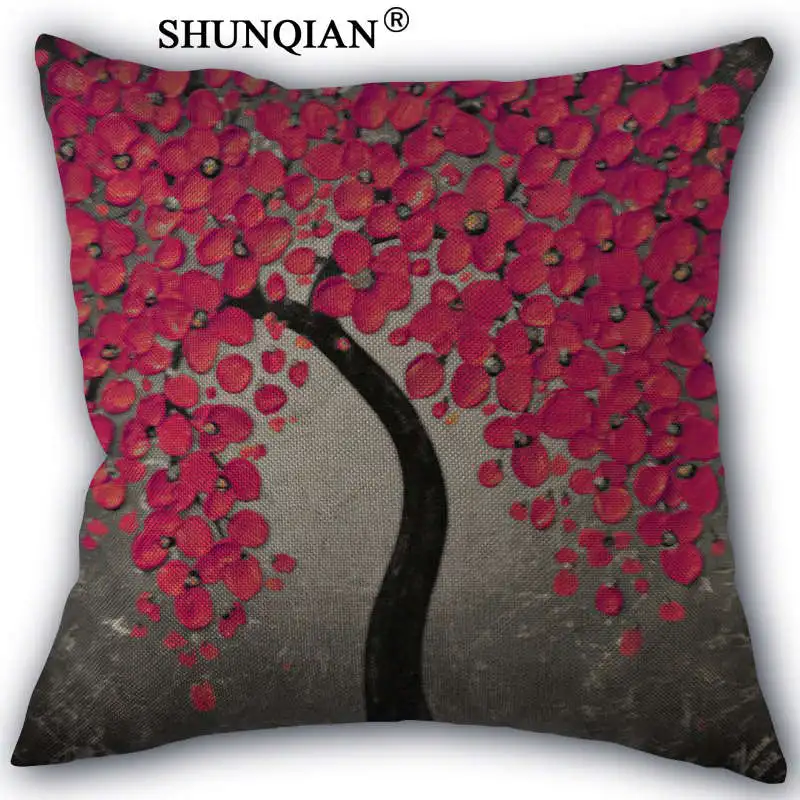 

WJY425 Custom Pillowcase Colorful flower tree Cotton Linen One Side home Mondern Classical Pillow Covers 45x45cm