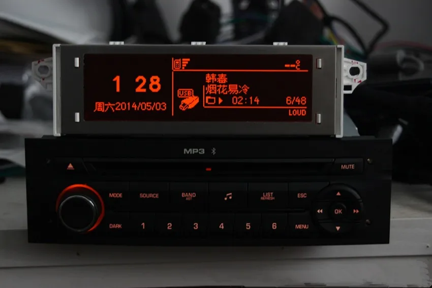 12 pin красный Экран Поддержка USB и Bluetooth Дисплей monitor для peugeot 307 207 408 citroen C4 C5 Экран.