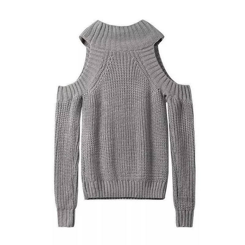 Женские вязаные свитера с открытыми плечами весенне-осенние модные пуловеры