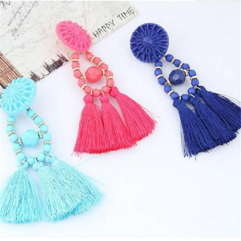 Ldscyss 8 Colors Vintage Bohemia Tassels Earrings For Women Beach Jewelry Long Dangle Drop Statement Brincos 2018 | Украшения и