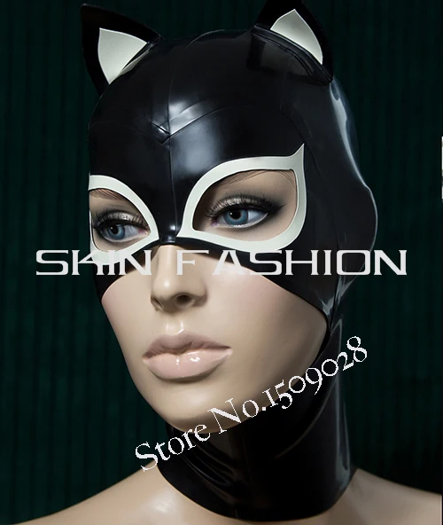 Бесплатная Доставка! Латексная фетиш маска с кроличьими углами|latex ring|latex mask facelatex