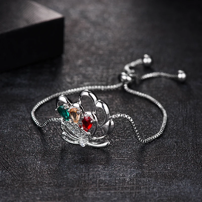 GUVIVI Модные браслеты с кристаллами CZ на цепочке для женщин и девочек, регулируемые бабочками, светодиодными импульсами, свадебными вечеринками. Подарок ювелирных изделий.