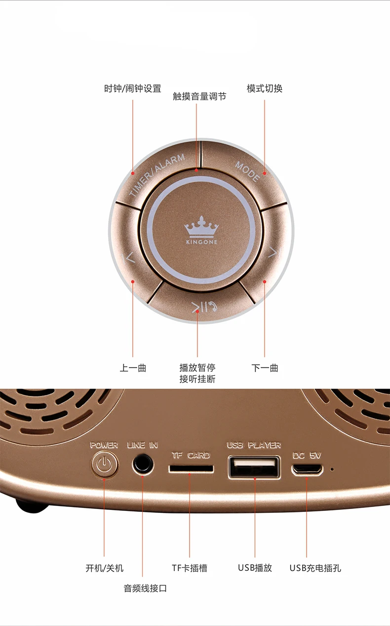 KINGONE K66 многофункциональный стерео Bluetooth громкая 16 Вт Динамик BT4.2 FM AUX USB TF карты громкой связи MIC сигнализация функции часов