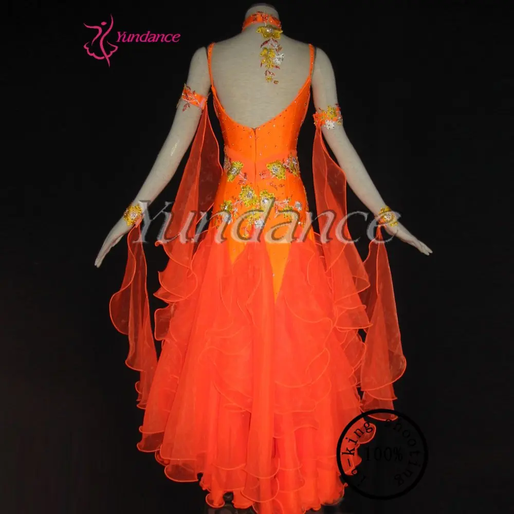 

B-1182 Orange Competition Dance Dress Modern Waltz Dance Dresses In 2016