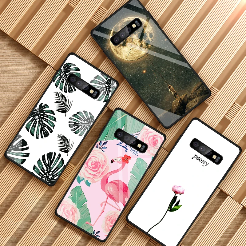 Чехол из закаленного стекла с рисунком для Samsung Galaxy S10 Plus S10e S 10 S10Plus мягкий чехол
