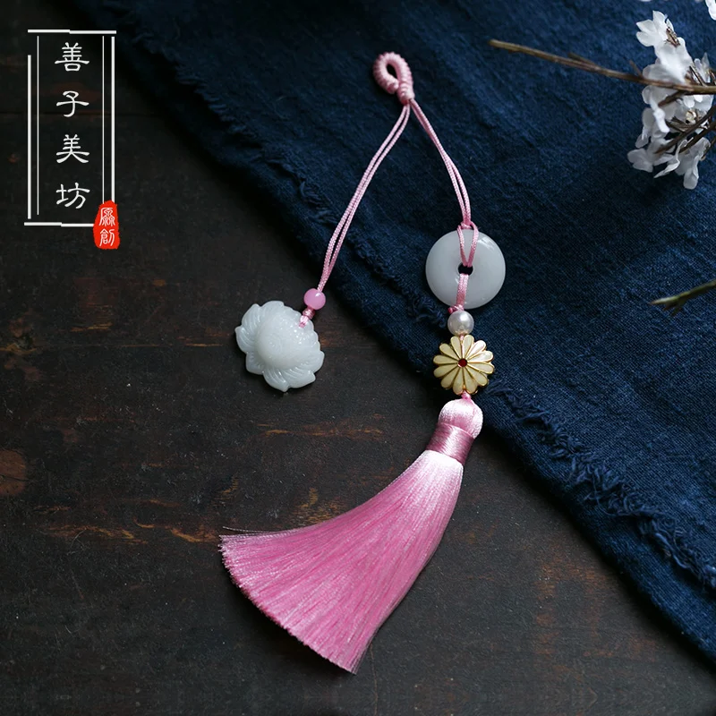 Кимоно ручной работы в китайском стиле винтажное кисточки перегородчатое