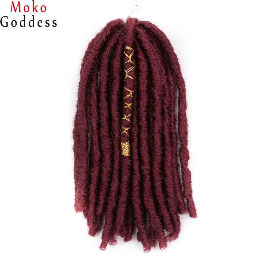 # Бордовый MoKoGoddess искусственные локоны в стиле Crochet наращивание волос Цвета 14 дюймов 20 стойки/уп синтетические косички, волосы для косы - Цвет: # Бордовый