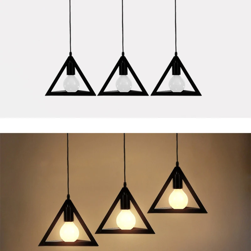 16 Тип Современная черная Клетка Подвесные светильники Железный минималистичный ретро скандинавский Лофт Пирамида лампа металлическая Подвесная лампа E27 Indo