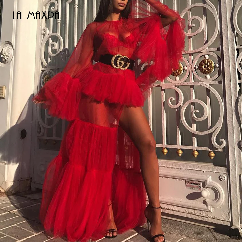 2020 новые знаменитости вечерние Для женщин длинное платье красного цвета с