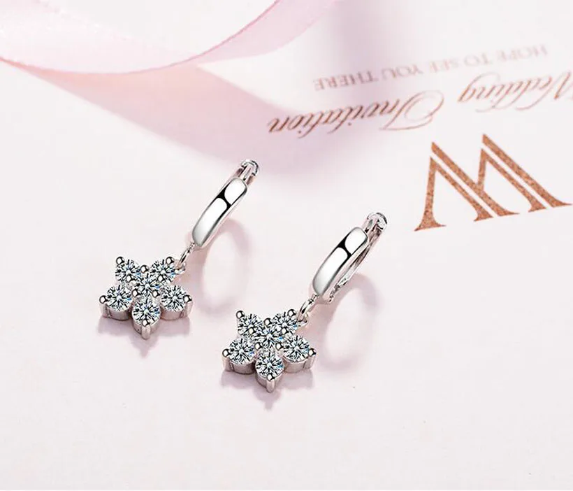 Модные серьги-кольца из серебра 925 пробы с прозрачным цирконом милая звезда