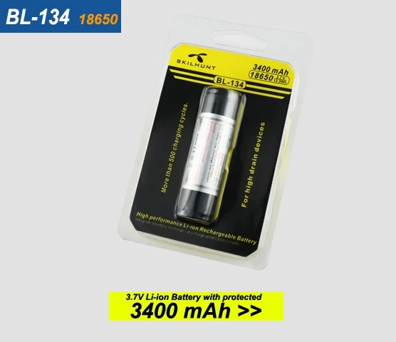 

Original skilhunt BL-134 Portable Lighting Accessory Li-ion 18650 Rechargeable Battery with 3400 mAh