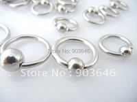 100pcs stainless steel ear studs lip ring eyebrow free shippment body jewelry bcr 16g 14g 12g 10g mix