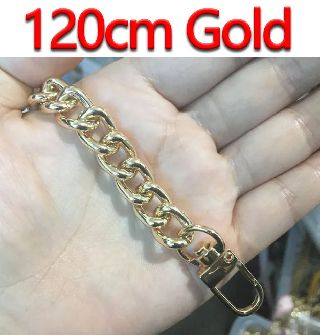 120cm Gold Высококачественные Алюминиевые цепочки, золото, серебро, черный пистолет 10 мм сменный светильник, кошелек, цепочка, сумка на плечо, ремни для маленьких сумок - Цвет: 120cm Gold
