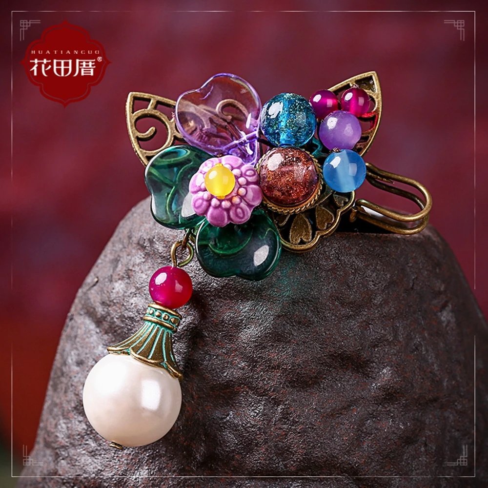 Этнические керамические бусины в форме цветка и лампворк булавки из