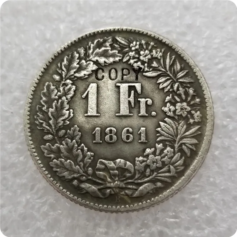 Копия швейцарских монет в 1 Франк 1850A 1851A 1857 1860B 1861B|Безвалютные монеты| |