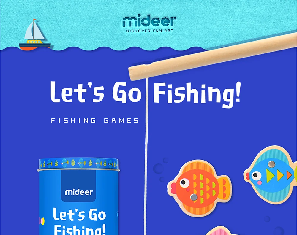 Деревянная рыба для малышей магнитный Набор для рыбалки «Let's Go», набор деревянных игрушек, детские развивающие игрушки для детей, подарок для мальчиков, мультяшная рыба