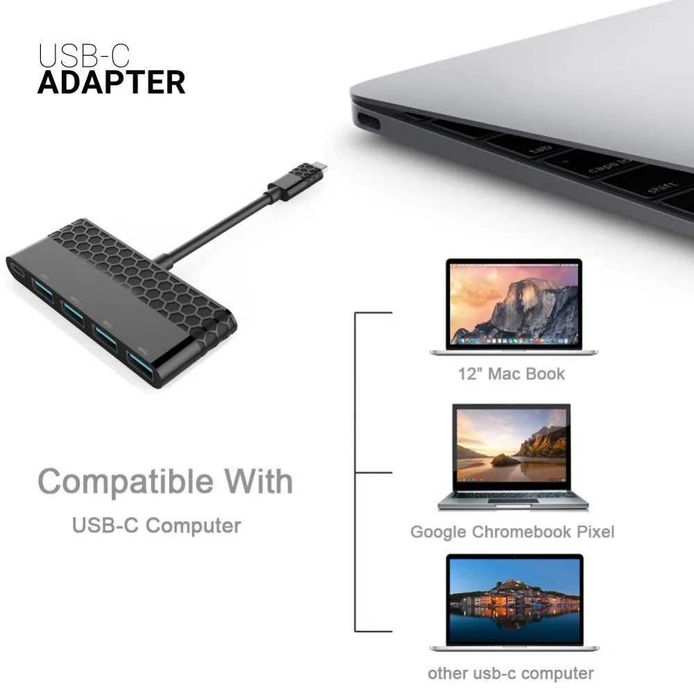USB C 3 1 4 порта USB3.0 концентратор конвертер адаптер + Быстрая зарядка порты для новых
