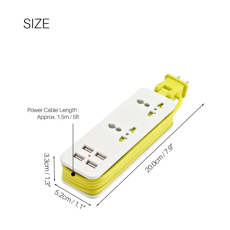 FORNORM ЕС вилка удлинитель розетка портативный дорожный сетевой фильтр с 4 USB 5 в 2 А выход) умное зарядное устройство на стену