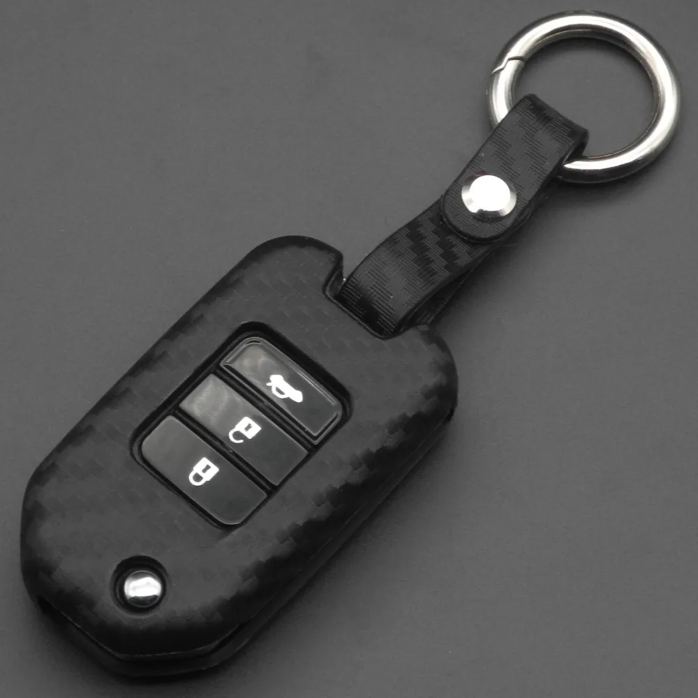 jingyuqin 2/3 Buttons Remote Carbon Silicone Foding Flid Car Key Case for Honda 2016 2017 CRV Pilot Accord Civic Fit Freed | Автомобили и