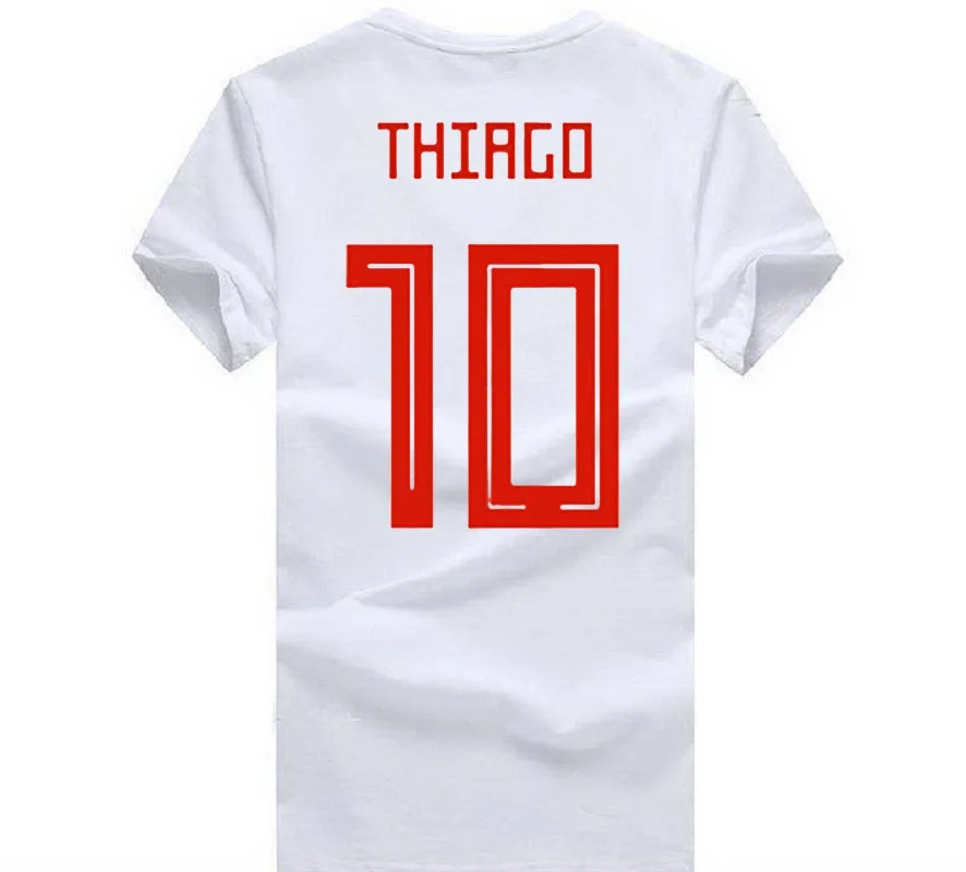 2018 модные THIAGO 10 2 футболка футболист топы футболки мужские 100% хлопок Круглая