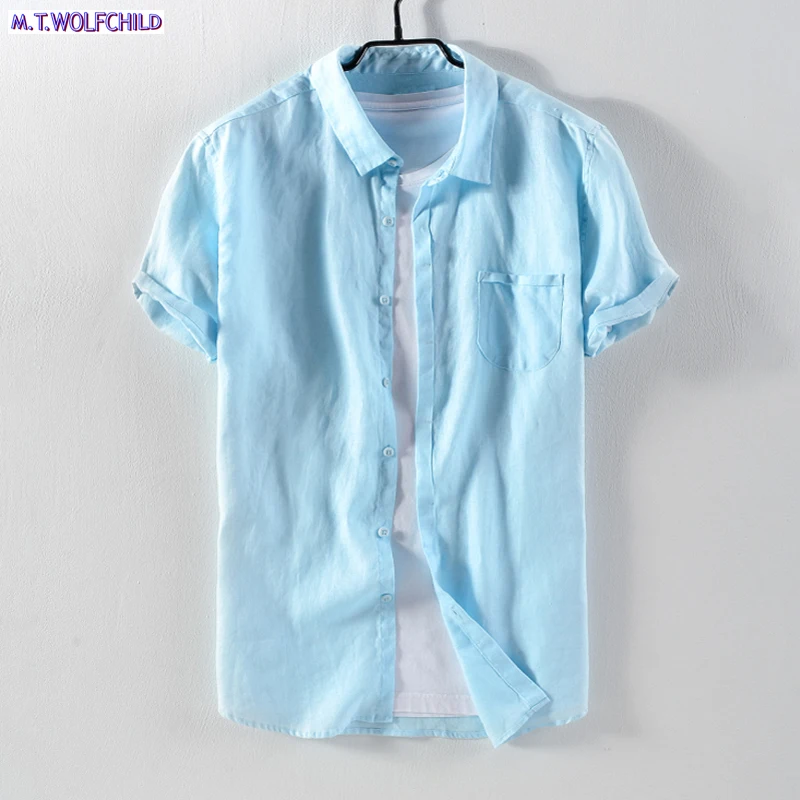 

Good quality Summer New style mens short sleeve pocket linen shirts casual mens shirts fashion mens loose clothing tops