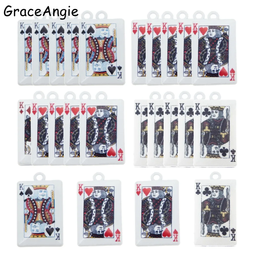 GraceAngie 8 шт./лот легированная карточка для покера с белым дном подвеска Подвески