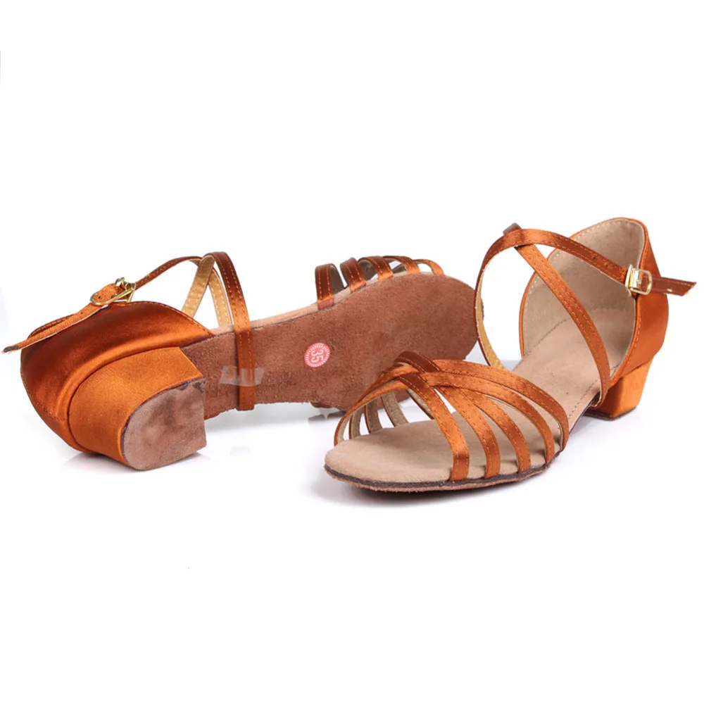 Wholesale Latin Dance Shoes Ballroom Tango For Women Child Low Heeled Girls Dancing Shoes High Quality 18.5-25.5cm