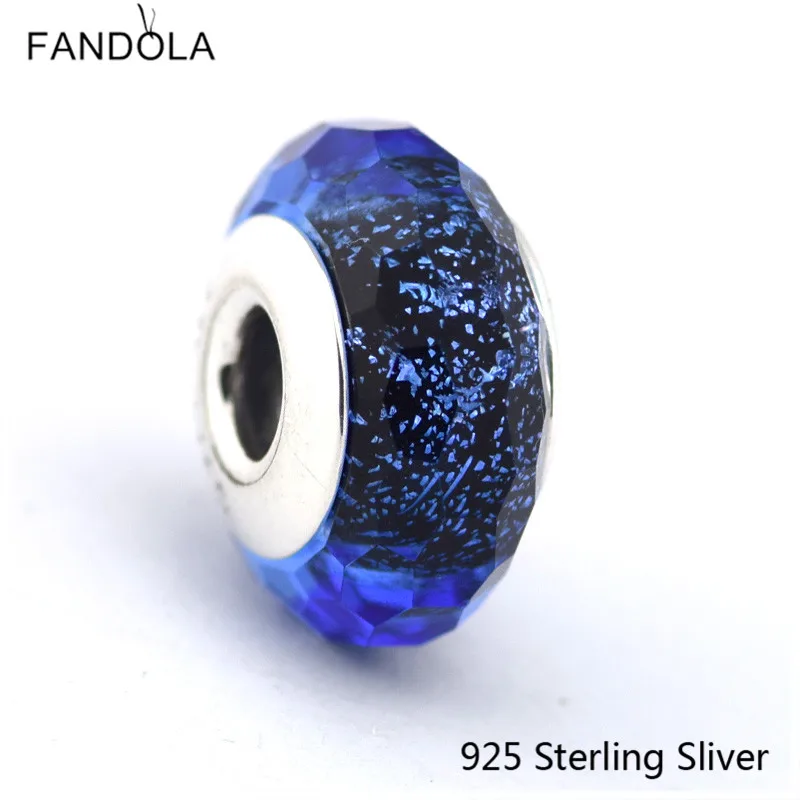

CKK Murano Glass Beads 925 Sterling Silver Jewelry Blue Fascinating Iridescence Charms Beads Fits Bracelets For Jewelry Making