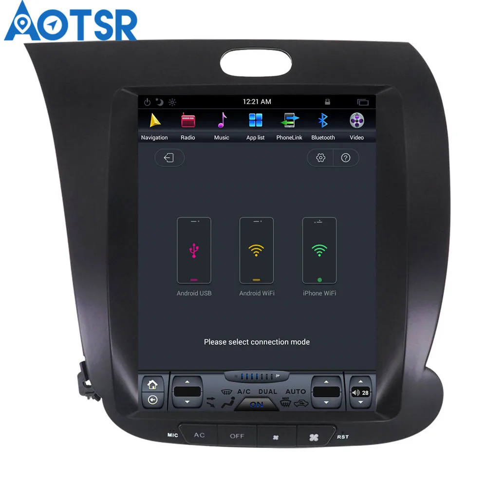 Aotsr Android 7 1 Tesla style автомобильный без DVD плеера GPS навигация для KIA CERATO K3 FORTE 2013 2016