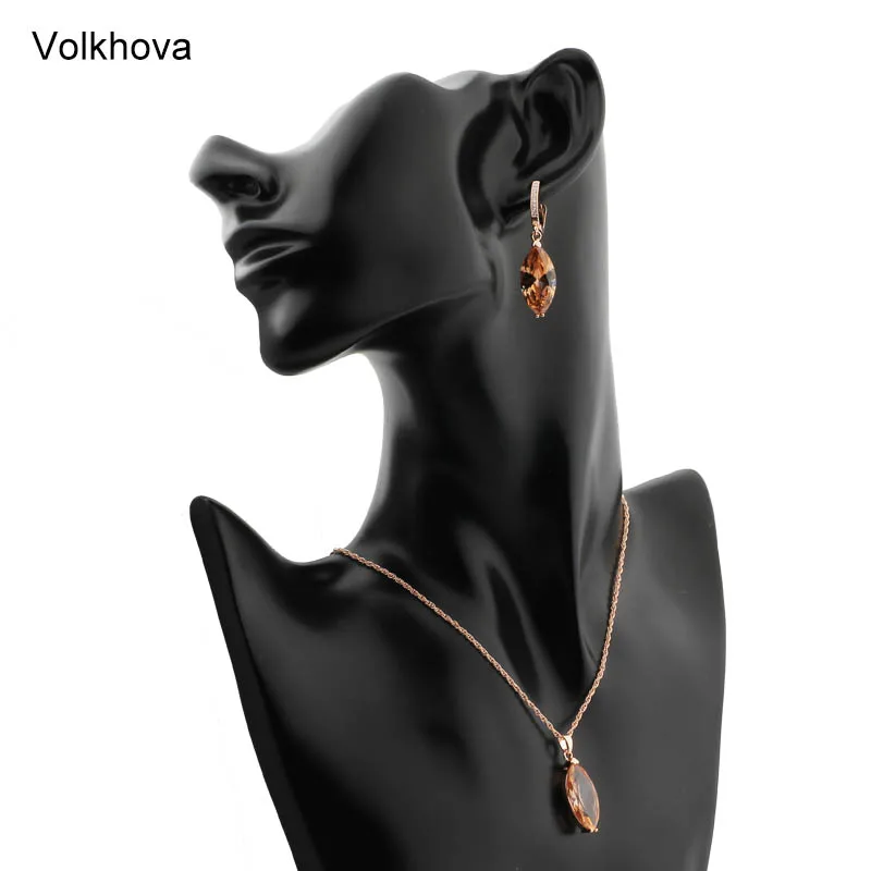 Модные женские серьги Volkhova в форме конского глаза набор из розового золота с