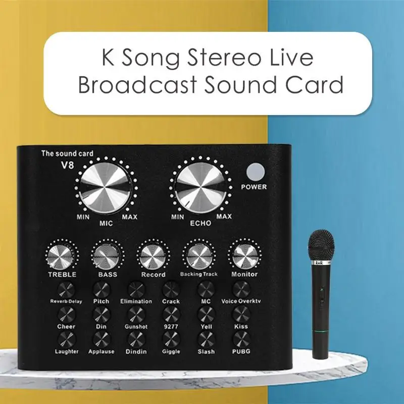 V8 внешняя звуковая карта Bluetooth 4,2 гарнитура микрофон веб-Каст личные развлечения стример прямая трансляция для ПК телефона