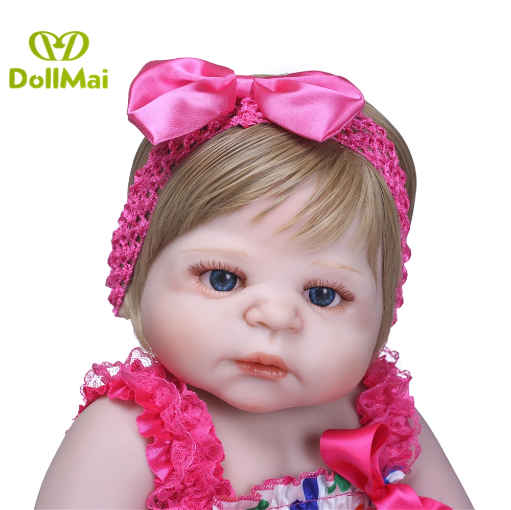 Кукла DOLLMAI Очаровательная 22 дюймов 55 см Reborn ручная работа полностью силиконовая