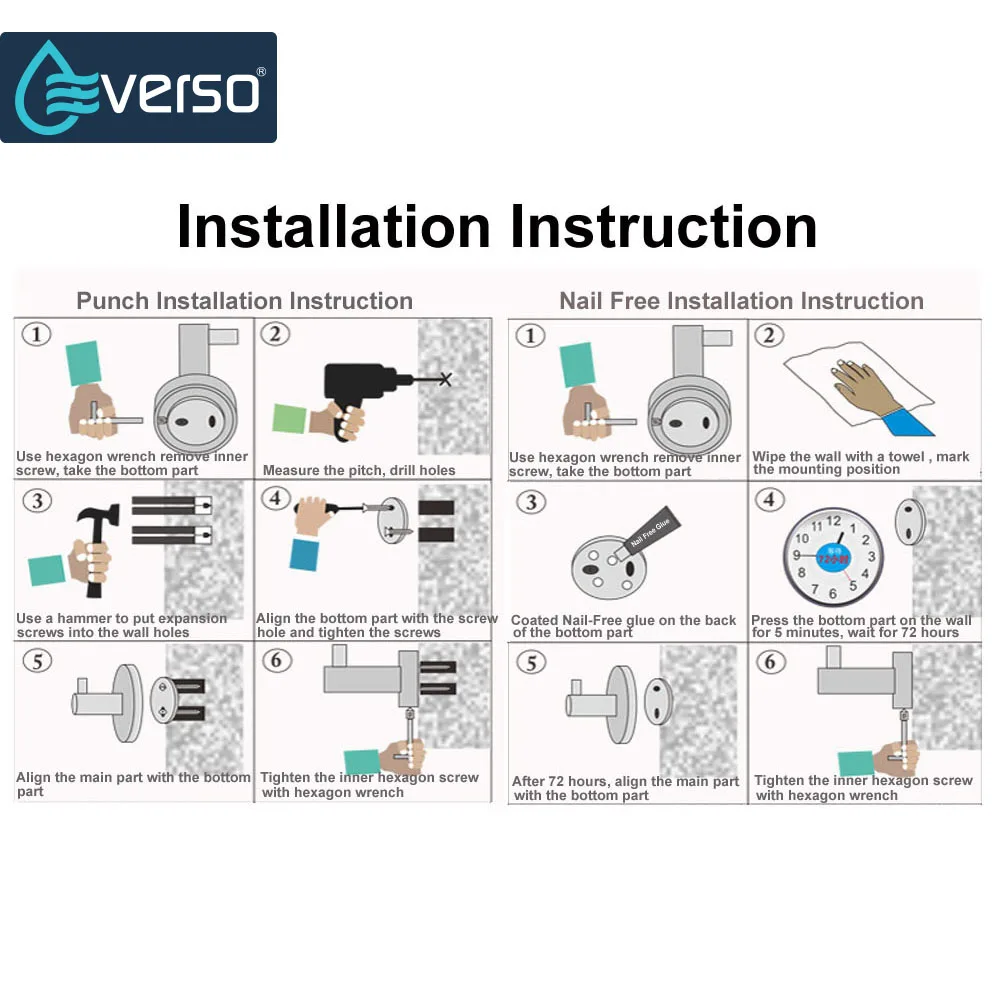 EVERSO 2 крючка металлический крючок полотенца для ванной Настенные Вешалки одежды
