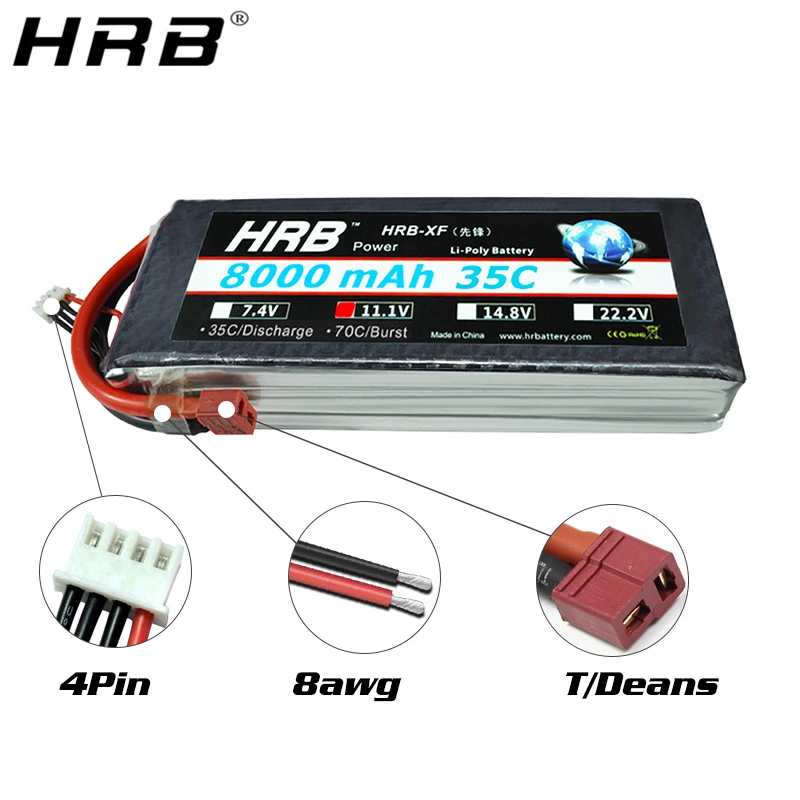 Аккумулятор hrb lipo 3S 11,1 V 8000mah 2S 7,4 V XT60 T Deans 14,8 V 18,5 V 22,2 V 4S 5S 6S 1S 3,7 V RC Квадрокоптер самолеты Автомобили Запчасти 35C