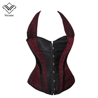 wechery steampunk corset sexy gothic striped corsets bustiers lace up vintage leather korset corsage waister halter corselet