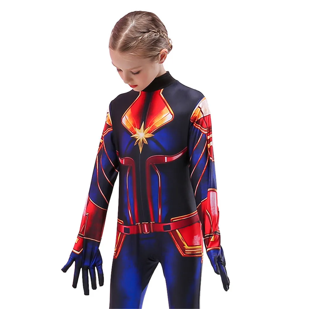 Косплей Мстители: Endgame Капитан Marvel Carol Danvers 3D принт супергерой Дети Девушки боди