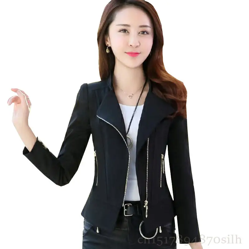 Женский короткий Блейзер на молнии однотонный облегающий блейзер с длинным
